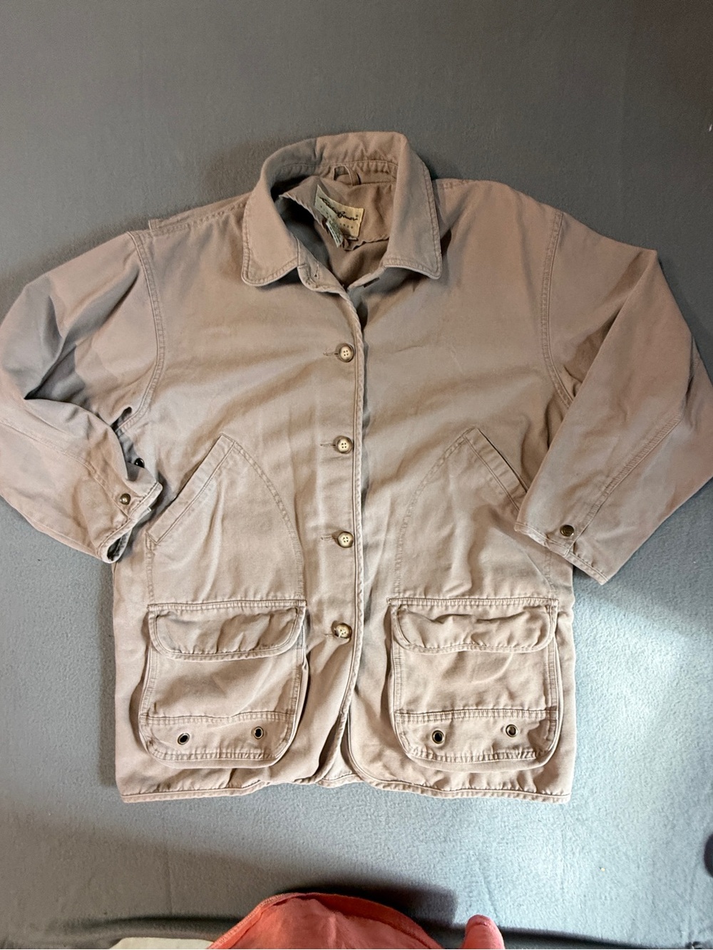 Eddie Bauer Beige Fishermans Jacket with Front Flap Pockets